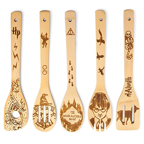 Magic Wooden Spoons Gifts for Cooking - Cool Engraved Kitchen Utensils Accessories Set, Bamboo Cooking Stuff for Kitchen Decor - Perfect Kitchen Gifts for Mother's Day Wedding Baking