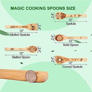 Magic Wooden Spoons Gifts for Cooking - Cool Engraved Kitchen Utensils Accessories Set, Bamboo Cooking Stuff for Kitchen Decor - Perfect Kitchen Gifts for Mother's Day Wedding Baking