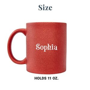 Let's Make Memories Personalized Christmas Cheer Glitter Mugs – Coffee Mugs – Keepsake Holiday Décor - Stocking Stuffer – Red Whimsical Name Design - Customize Name