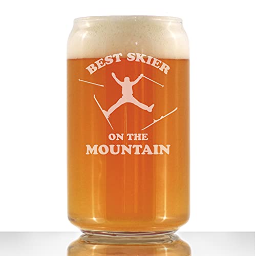 Best Skier - Beer Can Pint Glass - Unique Skiing Themed Decor and Gifts for Mountain Lovers - 16 oz Glasses