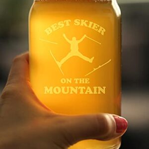 Best Skier - Beer Can Pint Glass - Unique Skiing Themed Decor and Gifts for Mountain Lovers - 16 oz Glasses