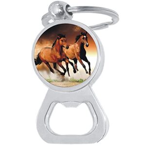 brown horses bottle opener keychain