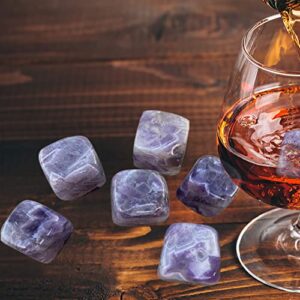 amethyst whiskey stones chilling crystal ice cubes for drinks whiskey rocks 0.8″ wine cubes gifts for women set of 6