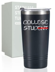 onebttl funny college student gifts tumbler for male, funny school student gifts 20oz stainless steel mug, best gift for christmas, birthday, end of year – college stud