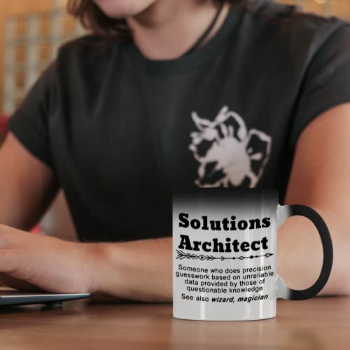 Solutions Architect Profession Funny Quote Magic Mug, Heat Sensitive Color Changing Reveal Cup 11oz