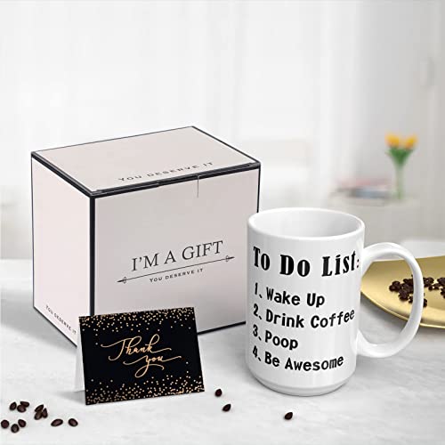 To Do List Wake Up Drink Coffee Poop Be Awesome -15 Oz Funny Novelty Coffee Mug, Funny Gifts Coffee Mugs for Women, Motivational Mug - Coffee Mug Tea Cup White