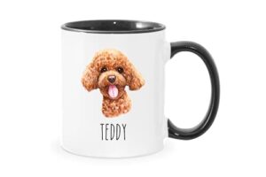 poodle customized name coffee mug, personalized dog owner gifts for men women, customizable pet memorial tea cup (poodle)