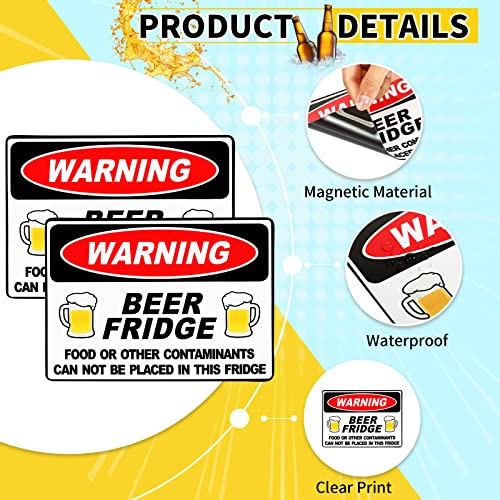 2 Pieces Warning Beer Fridge Magnet 5 x 7 Inch Beer Stickers Magnet Stickers Funny Magnets for Fridge Stickers Food or Other Contaminants Can Not Be Placed in This Fridge Brewery Decals for Men Car