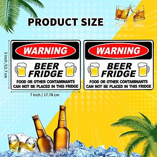 2 Pieces Warning Beer Fridge Magnet 5 x 7 Inch Beer Stickers Magnet Stickers Funny Magnets for Fridge Stickers Food or Other Contaminants Can Not Be Placed in This Fridge Brewery Decals for Men Car