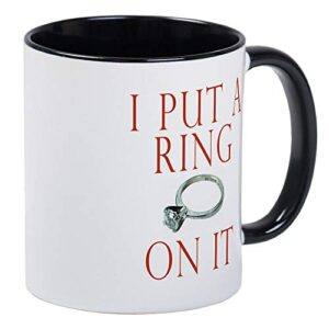 i put a ring on it mug – ringer ceramic 11oz coffee/tea cup gift stocking stuffer
