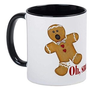 oh snap gingerbread christmas mug – ceramic 11oz ringer coffee/tea cup gift stocking stuffer