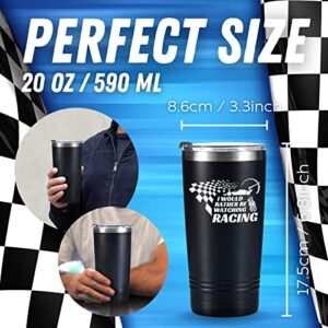 Onebttl Car Racing Gifts Travel Coffee Mug Tumbler 590ml/20oz, for Car Racing Lover, Racer, Race Car Enthusiast, Stainless Steel Insulated - I'd Rather Be Watching Racing