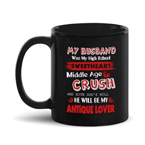 my husband was my high school sweetheart black coffee cup, awesome husband teacup, husband decorative mugs gift ideas for men / women, husband travel ceramic cup 11 oz.