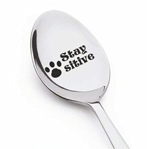 stay pawsitive | positive affirmation cat dog lovers gift for men women | gifts for teen girl boy | engraved spoon for friends | birthday christmas gift for pet lover | pet owner gift – 7 inch