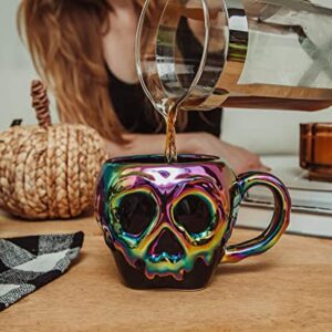 Disney Villains Evil Queen Poison Apple Iridescent Electroplated 3D Sculpted Ceramic Mug | Large 20-Ounce Coffee Cup