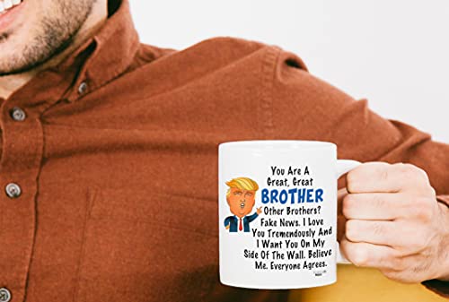 Classic Mugs Donald Trump Terrific Brother Fun Brother Coffee Mug Cup Graduation Gag Gifts for Brother Bro Men Him Guy from Sister Mom Dad Friend Funny Gift for Brother for Christmas Birthday