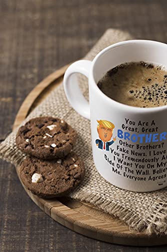 Classic Mugs Donald Trump Terrific Brother Fun Brother Coffee Mug Cup Graduation Gag Gifts for Brother Bro Men Him Guy from Sister Mom Dad Friend Funny Gift for Brother for Christmas Birthday