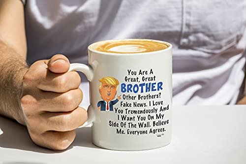 Classic Mugs Donald Trump Terrific Brother Fun Brother Coffee Mug Cup Graduation Gag Gifts for Brother Bro Men Him Guy from Sister Mom Dad Friend Funny Gift for Brother for Christmas Birthday