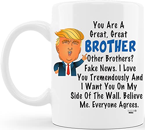 Classic Mugs Donald Trump Terrific Brother Fun Brother Coffee Mug Cup Graduation Gag Gifts for Brother Bro Men Him Guy from Sister Mom Dad Friend Funny Gift for Brother for Christmas Birthday