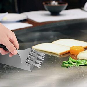 MIERXN Stainless Steel BBQ Grille Scraper- Can Clean 4 Round or V Shape Grille at The Same Time-4.3-inch Flat-Top Tray Cleaning Scraper-The Perfect Barbecue Cleaning Tool.