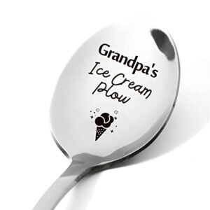 Grandpa's Ice Cream Plow Spoon - Papa Gift - Ice Cream Spoon Engraved Present - Grandpa Ice Cream Lover Gift for Men Papa Gifts Idea