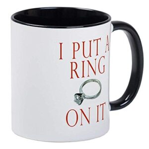i put a ring on it mug – ceramic 11oz ringer coffee/tea cup gift stocking stuffer