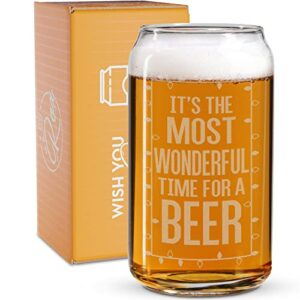 beer can glass-it’s the most wonderful time for a beer-funny christmas present for men and women