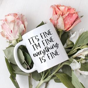 funny coffee mug, everything is fine funny mug, sarcastic mug stocking stuffer, gifts for her christmas mug