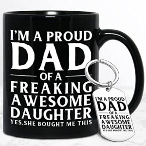 dad birthday gifts from daughter dad gifts from kids 11oz best dad coffee mug happy bday christmas holiday presents for father dad in law bonus dad step dad men black cup gift set with keychain