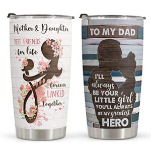 macorner gifts set for mom & dad – stainless steel tumbler 20oz for parents from daughter – fathers day gift for dad mothers day gifts for mom from daughter – christmas gifts for parents from daughter