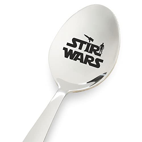 Stir Wars | Funny Gift for Friends, Son, Grandson, Dad | Christmas Gift | Holiday Gift | Christmas Gifts for Him | 7 Inches Stainless Steel Engraved Spoon | Xmas Gift | Cat Dog lover gift