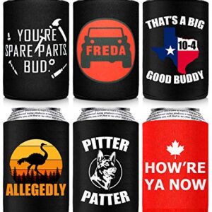 6 Pack Letterkenny Beer Coozie Merchandise Favorite Funny Sayings, How're Ya Now, Pitter Patter, Thats A Texas Sized 10-4, Allegedly Ostrich, Can Cooler Sleeves 16oz 24oz Beer Bottle