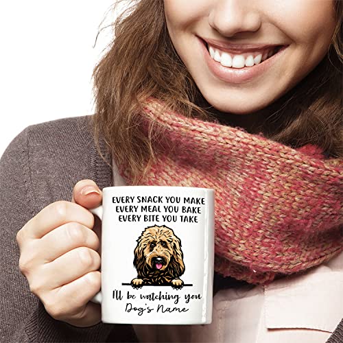 Personalized Goldendoodle Coffee Mug, Every Snack You Make I'll Be Watching You, Customized Dog Mugs for Mom Dad, Gifts for Dog Lover, Mothers Day, Fathers Day, Birthday Presents