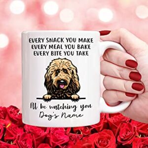 Personalized Goldendoodle Coffee Mug, Every Snack You Make I'll Be Watching You, Customized Dog Mugs for Mom Dad, Gifts for Dog Lover, Mothers Day, Fathers Day, Birthday Presents