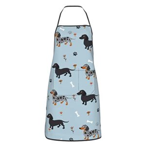 french bulldog cartoon aprons kitchen cooking adjustable bib soft chef apron with 1 pockets for men women apron