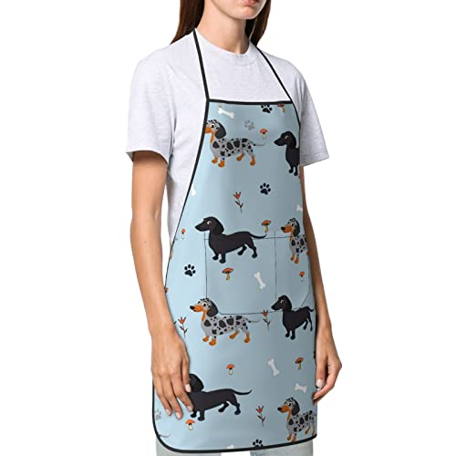 French Bulldog Cartoon Aprons Kitchen Cooking Adjustable Bib Soft Chef Apron With 1 Pockets For Men Women Apron