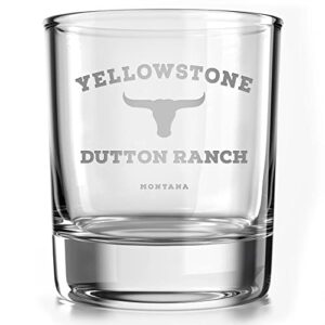 yellowstone dutton ranch old fashioned whiskey rocks glass – made in usa