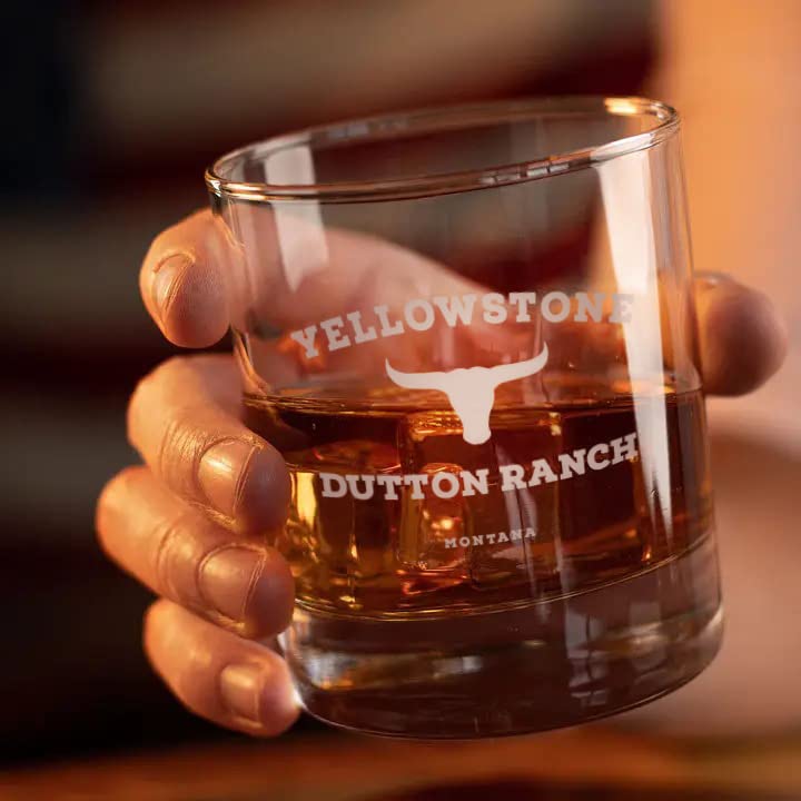 Yellowstone Dutton Ranch Old Fashioned Whiskey Rocks Glass - Made in USA