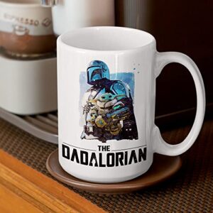 the mandalorian mug, the child grogu, dadalorian, father’s day gift, best gifts for dad, dad mug, cool gifts for men, ceramic coffee mug – white (15 ounces)