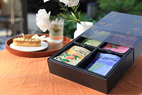 Libamtea Tea Sampler Gift Sets - Assorted Tea Gift Box - 24 Count Tea Bags,4 Tea Flavors | 100% Natural Ingredients | Holiday Gifts for Women（Peach Oolong,Jasmine,Rose Black,Rooibos）