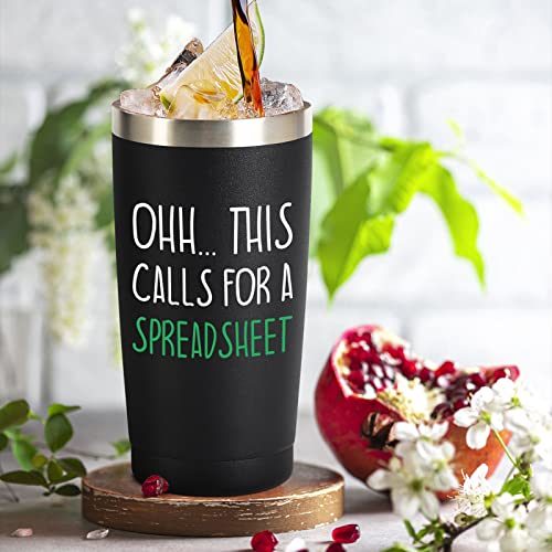 This Calls For A Spreadsheet- Accountant Gifts- Funny Gifts For Boss, Coworker, Employee, CPA, Women, Men- 20oz Vacuum Insulated Stainless Steel Tumbler with Lid, Spreadsheet Mug, Christmas Gifts