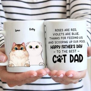 doptika thanks for feeding me and scooping up my poo – gift for dad, funny personalized cat mug father’s day cat dad cat lovers pet lovers