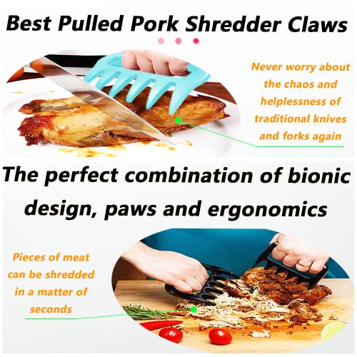 Meat Claws for Shredding，BBQ Meat Shredder Claws,Meat Claws for Shredding Pulled Pork, Chicken, Turkey, and Beef- Handling & Carving Food，Easily Lift, Handle, Shred, and Cut Meats (light blue)