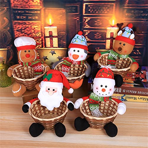 LAUPVXA Christmas Candy Dish, Christmas Basket, Christmas Candy Storage Basket, Santa Claus/Reindeer/Snowman/Gingerbread Man/Penguin for Christmas Decorations, Desktop Candy Dish-5 pcs