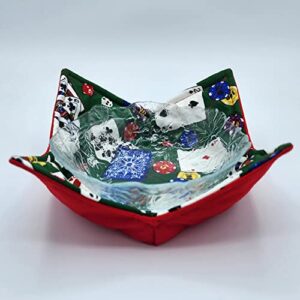 Poker Microwave Cozy Gambling Reversible Microwavable Bowl Holder Las Vegas Playing Cards Soup Buddy Man Cave Gaming Dice Potholder Masculine Handmade Housewarming Hostess Gift Under 10