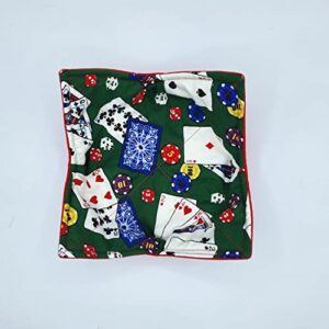 Poker Microwave Cozy Gambling Reversible Microwavable Bowl Holder Las Vegas Playing Cards Soup Buddy Man Cave Gaming Dice Potholder Masculine Handmade Housewarming Hostess Gift Under 10