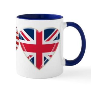 cafepress usa and uk heart flag mug ceramic coffee mug, tea cup 11 oz