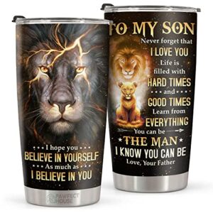 Pawfect House 20oz Stainless Steel Tumblers - Be The Man I Know You Can Be - Son Gifts From Dad Mens Gifts Unique Teen Boy Gifts Christmas Gifts To Son 21st Birthday Gifts For Him Boys Back To School