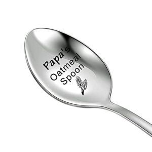 keychin oatmeal lovers spoon fitness cereal healthy eating gift workout diet spoon my oatmeal spoon engraved stainless steel spoon for dad mom papa nana (papa’s oatmeal spoon)