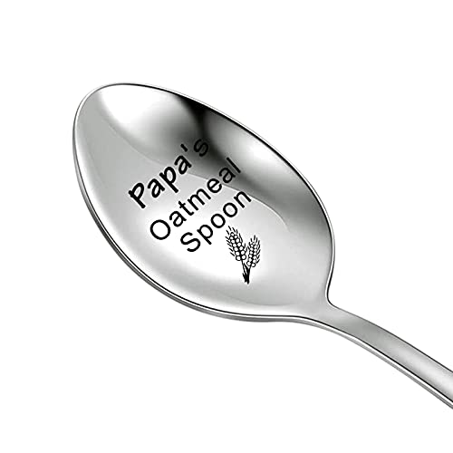 KEYCHIN Oatmeal Lovers Spoon Fitness Cereal Healthy Eating Gift Workout Diet Spoon My Oatmeal Spoon Engraved Stainless Steel Spoon for Dad Mom Papa Nana (Papa's Oatmeal spoon)